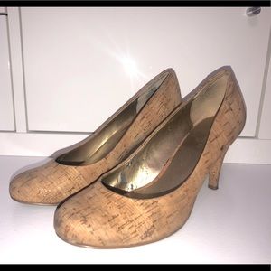 Nine West Nude Pumps with Gold Accents (cork)